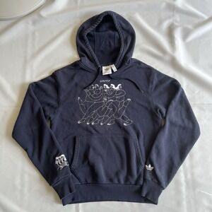 Adidas x Unity Hoodie Unisex Navy Blue Size XS Rare White Graphic LGBTQ Collab